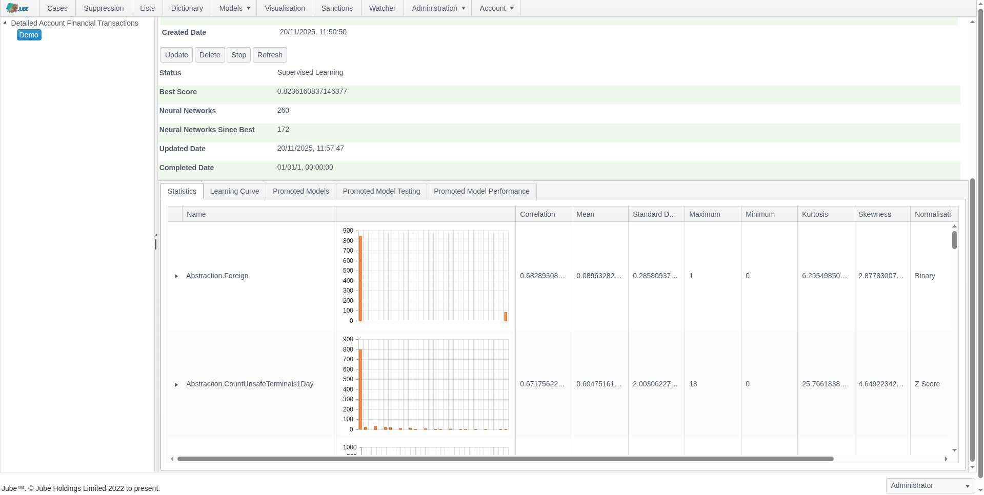 Exhaustive Variable Statistics